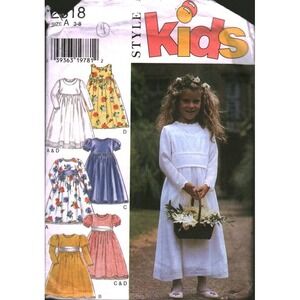 Vintage Style Kids Sewing Pattern 2818 Girls Special Occasion Dress Size 3-4
